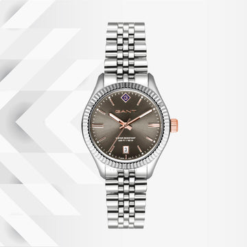 Ρολόι Gant Sussex G136007 με ασημί ατσάλινο μπρασελέ και γκρι καντράν διαμέτρου 34mm.